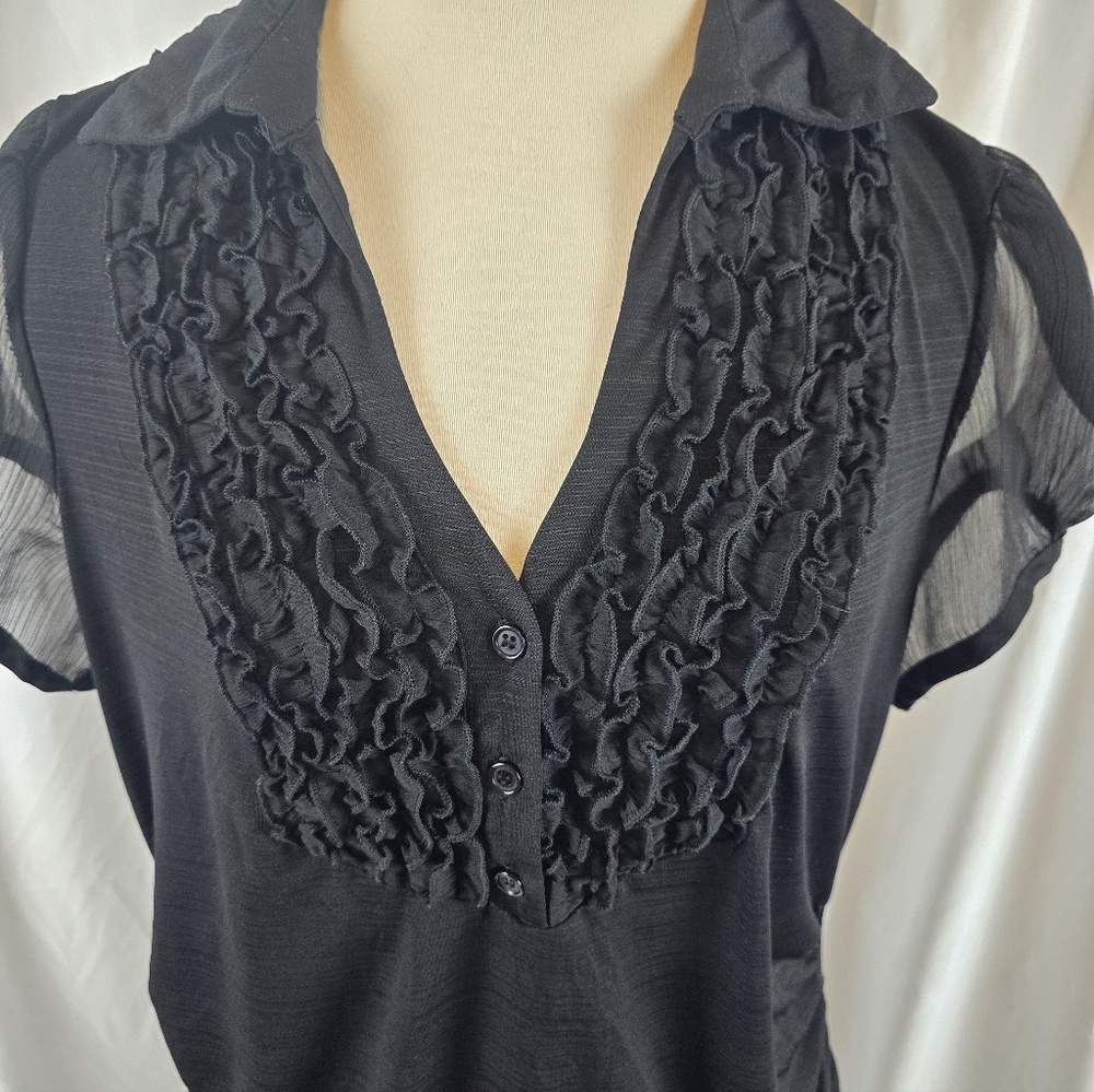 HeartSoul Black Ruffled Blouse – Women’s 1X - Picture 3 of 8